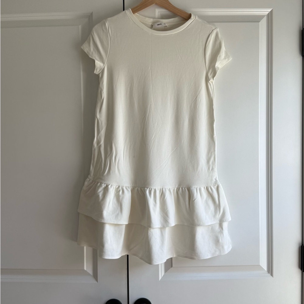 Mango Cream Mini Dress with Ruffle Detail
